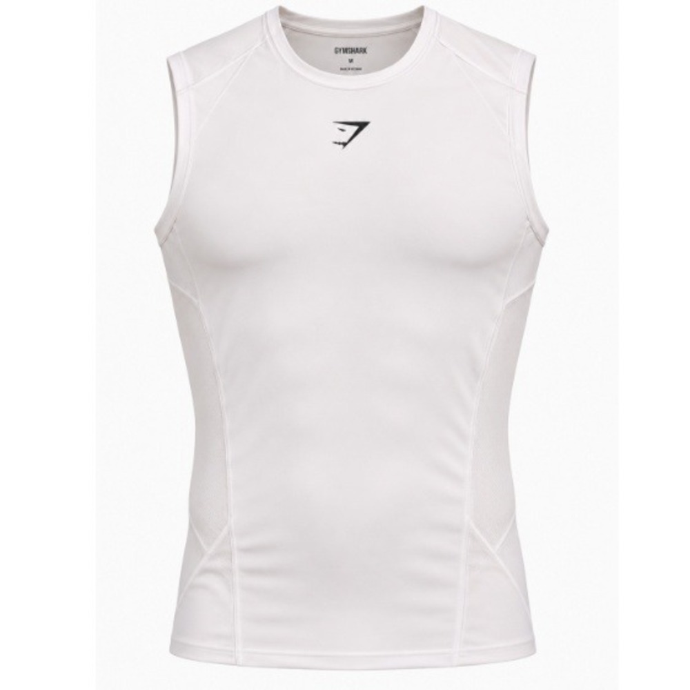 Gymshark Men's White Compression Fit Element Baselayer Tank Size M NWOT